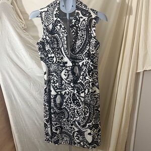 Teri Jon Black and White Paisley Mini Dress